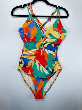 La Blanca One Piece Swimsuit Underwire Multi Print Resort Swim Size 12